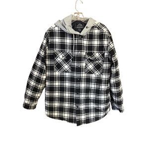 Outdoor Jacket Mens Quilted Lined Hooded Flannel jacket Sz L NWOT